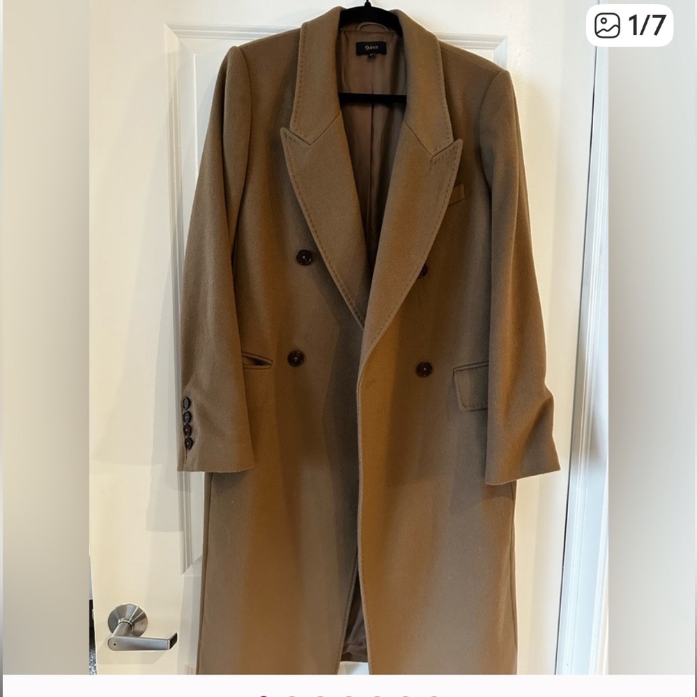 Quince Italian Wool Double-Breasted Coat camel